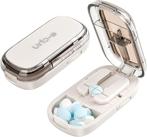 Pill Cutter with Storage Box – Portable Tablet Splitter & Crusher Organizer, Dustproof Medicine Divider