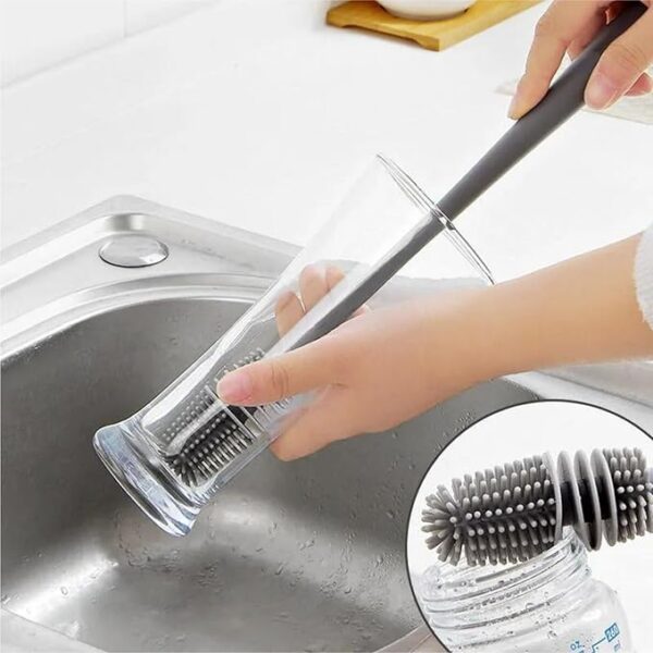 Silicone Bottle Cleaning Brush with Long Handle BPA Free Heat Resistant Cup and Glass Cleaner